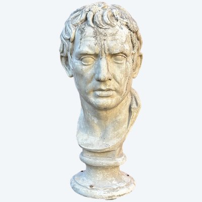 Grande Busto Di Stile Romano D'epoca - Fine XIX Secolo In Gesso H 63 Cm