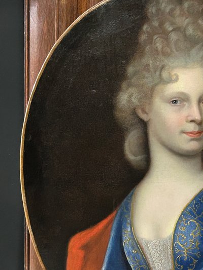 Portrait En Ovale De Femme Ou Homme «  Travesti «  école Française Du XVIIème 