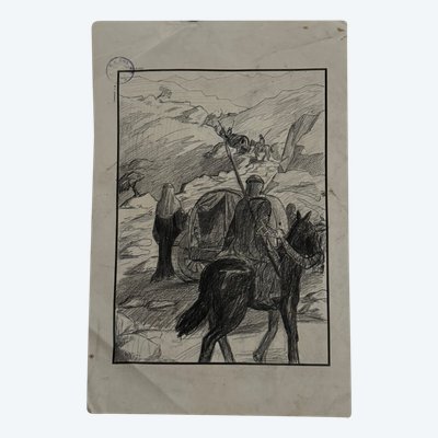 Charcoal Fine Arts competition oriental subject by Berger-Lheureux known as Biloul