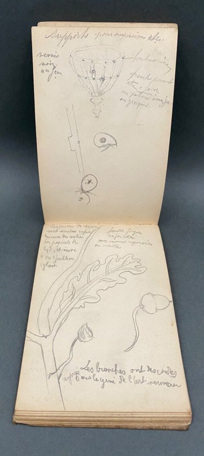 Notebook of ironwork drawings in pencil 20th century