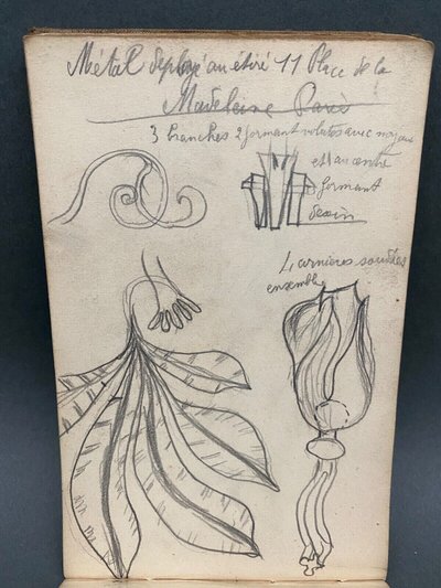 Notebook of ironwork drawings in pencil 20th century