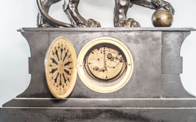 VENICE LION CLOCK in bronze and marble, NAPOLEON III period