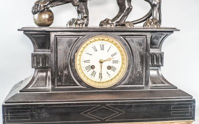 VENICE LION CLOCK in bronze and marble, NAPOLEON III period