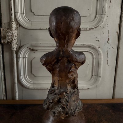 Scultura in terracotta Bambino dell'officina Charles Filleul in busto del XX secolo