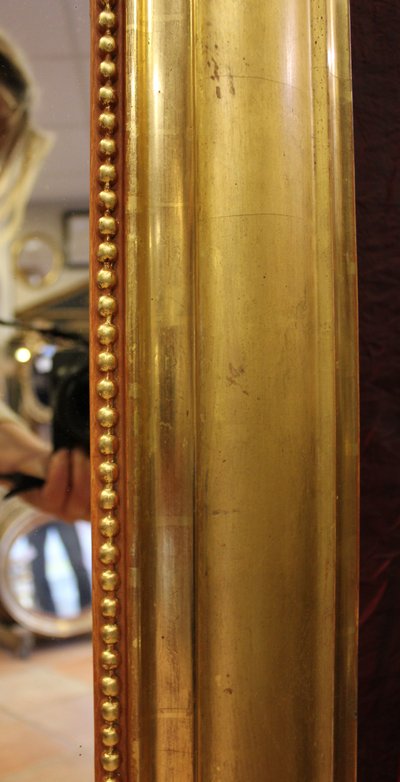114 X 177 Cm Large Antique Mirror, Gold Leaf Gilding, Violin Decor, Musical Attributes