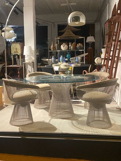 Warren Platner table and 4 armchairs set Knoll Edition