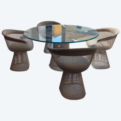 Warren Platner table and 4 armchairs set Knoll Edition