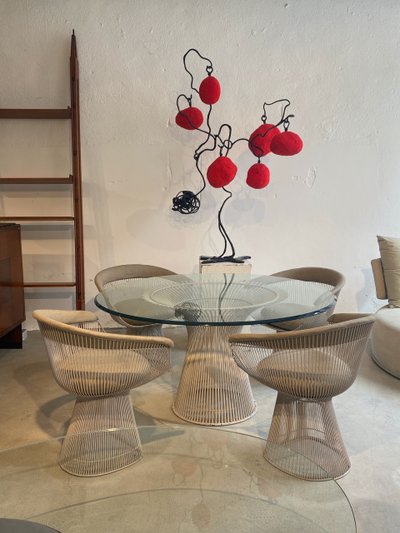 Warren Platner table and 4 armchairs set Knoll Edition