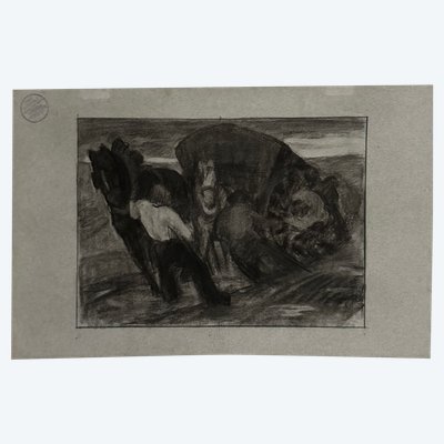Dessin au fusain Beaux-Arts Concours d'Émulation par Berger-Lheureux