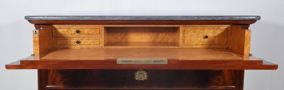 Restoration period flamed mahogany chest of drawers