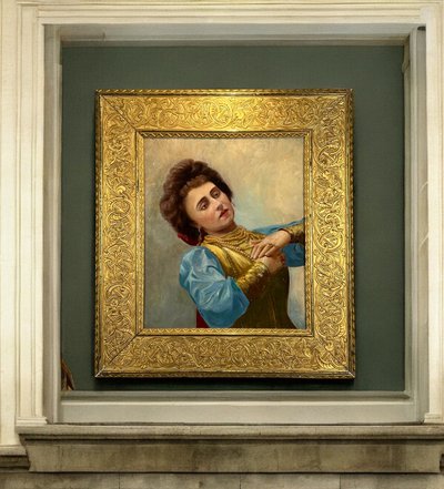 DIPINTO RUSSO / OLIO SU TAVOLA IN LEGNO CON CORNICE RAFFIGURANTE UN RITRATTO DI DONNA