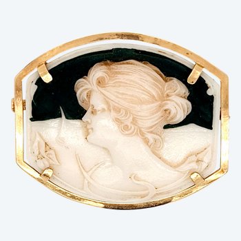 cameo in glass paste with yellow gold mount 750mm circa 1900/20