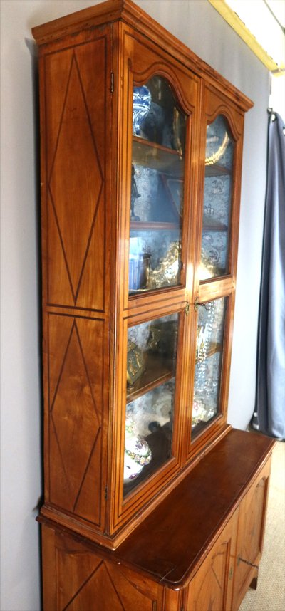 19th century walnut display cabinet