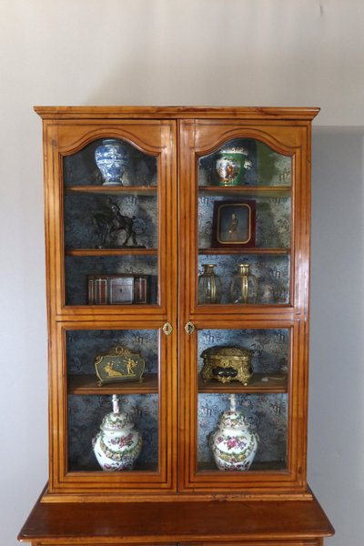 19th century walnut display cabinet