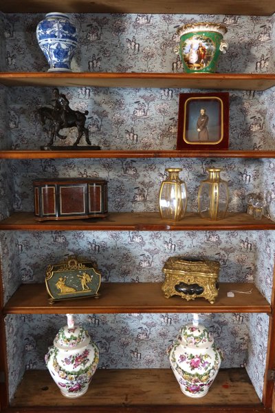 19th century walnut display cabinet