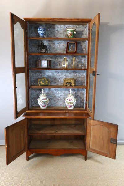 19th century walnut display cabinet