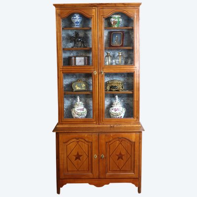 19th century walnut display cabinet