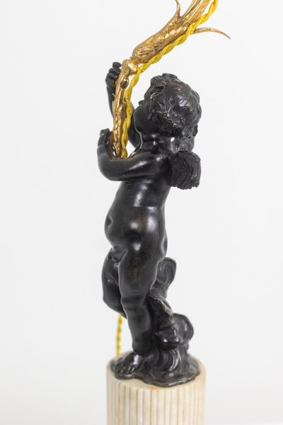 Bronze lamp representing a putti, marble base. Circa 1880. LS60321009G