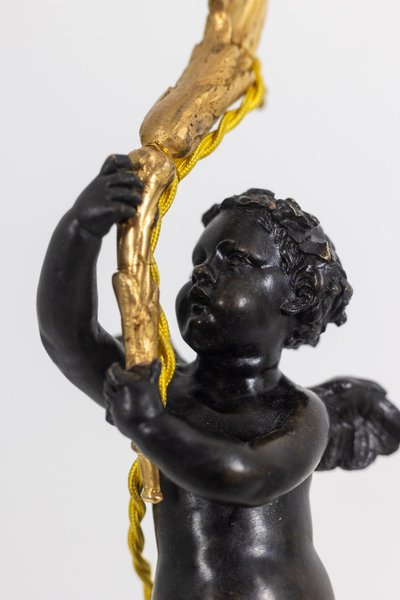 Bronze lamp representing a putti, marble base. Circa 1880. LS60321009G