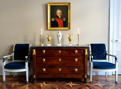 Coppia di candelieri in bronzo dorato al mercurio del periodo Impero