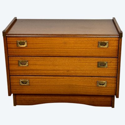 Cassettiera marina impiallacciata in teak Gautier france 1960