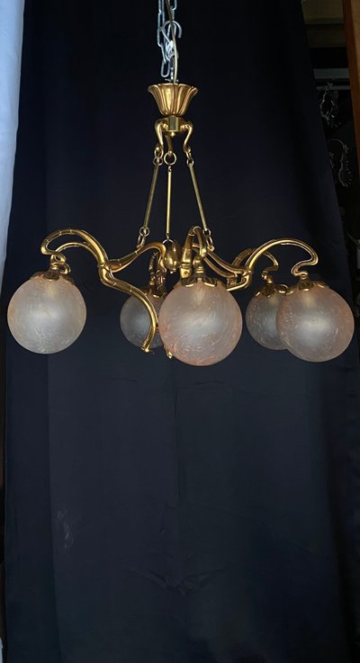 Pair of art deco chandeliers