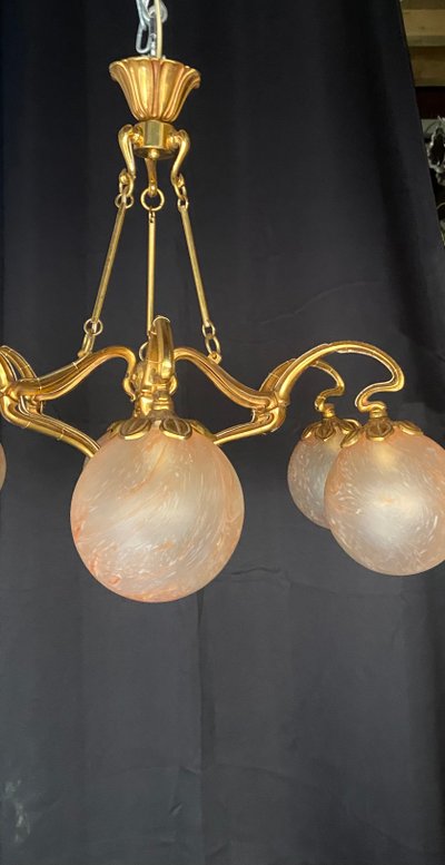 Pair of art deco chandeliers