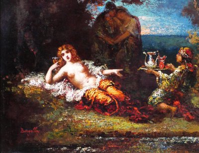 Frédéric BORGELLA 1833-1901 La favorite du harem, femme, tableau, orientalisme, vers 1880