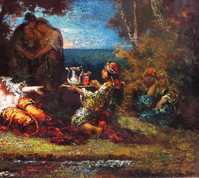 Frédéric BORGELLA 1833-1901 La favorite du harem, femme, tableau, orientalisme, vers 1880