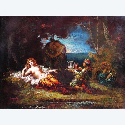 Frédéric BORGELLA 1833-1901 La favorite du harem, femme, tableau, orientalisme, vers 1880