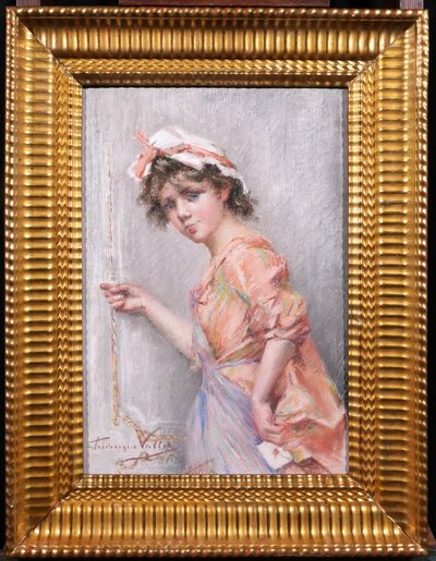 Frédérique VALLET-BISSON 1862-1948 L'indiscrète, portrait de jeune femme, pastel, vers 1890, Renoir