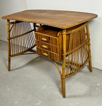 Scrivania in rattan vintage anni '60