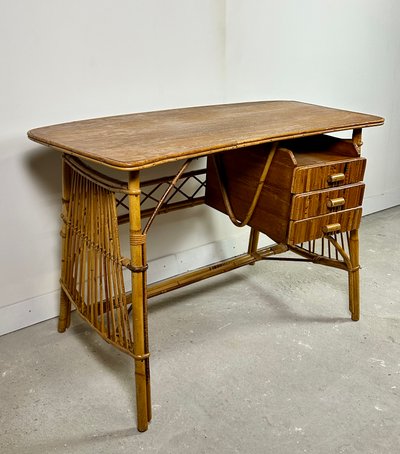 Scrivania in rattan vintage anni '60