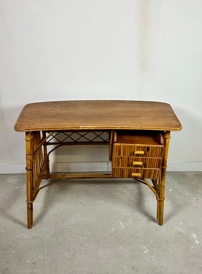 Scrivania in rattan vintage anni '60