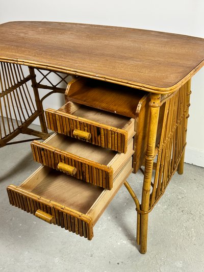 Scrivania in rattan vintage anni '60