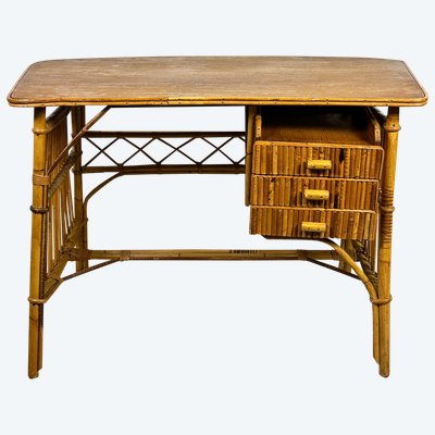 Scrivania in rattan vintage anni '60