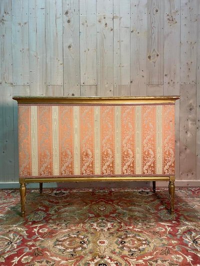 Louis XVI style bench in gilded wood.
