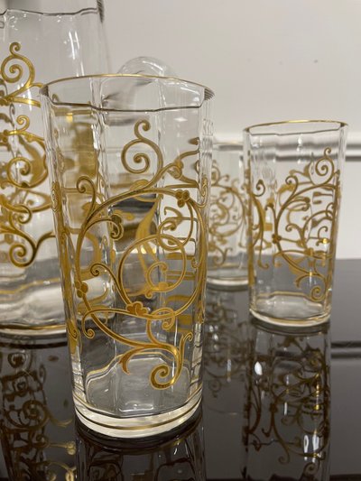 Saint Louis Modèle Cluny - Gilded Crystal Orangeade Set