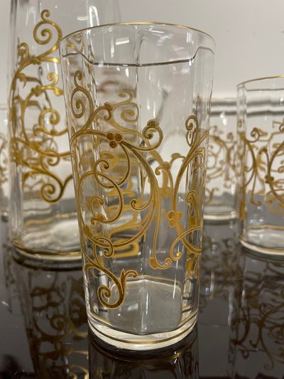 Saint Louis Modèle Cluny - Gilded Crystal Orangeade Set