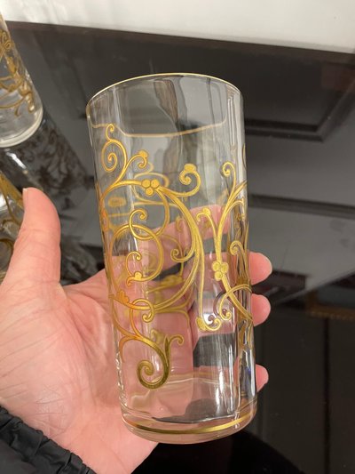 Saint Louis Modèle Cluny - Gilded Crystal Orangeade Set