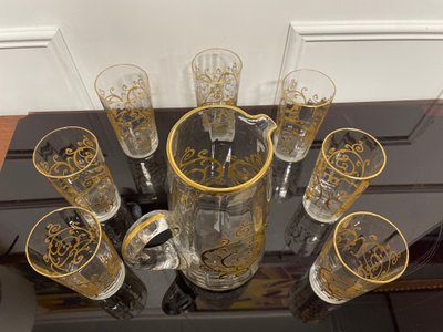 Saint Louis Modèle Cluny - Gilded Crystal Orangeade Set