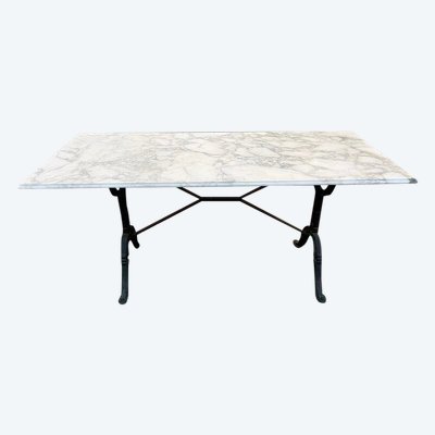 Table de bistrot en fonte et marbre 