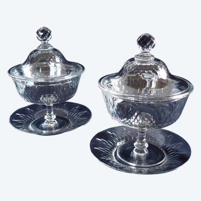 Paire de drageoirs en cristal de Baccarat, modèle Champigny Richelieu