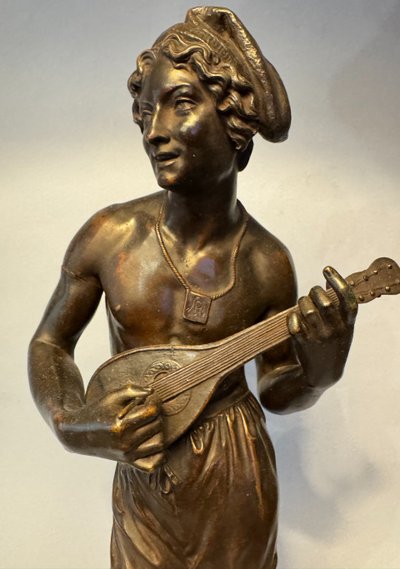 Charles Cumberworth - Scultura in bronzo - Cantante napoletano - H43