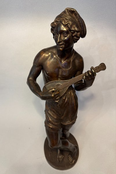 Charles Cumberworth - Scultura in bronzo - Cantante napoletano - H43
