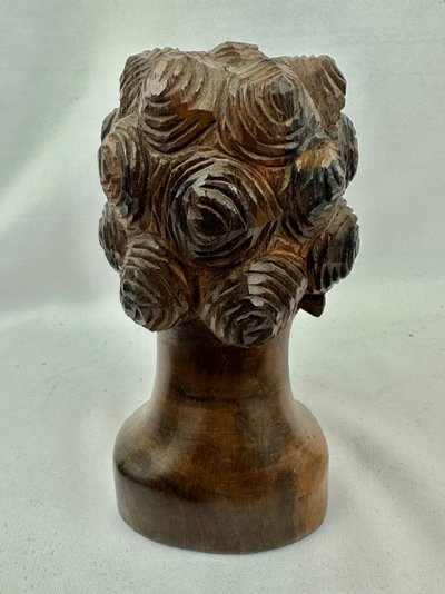 Art tribal, buste en teck vintage