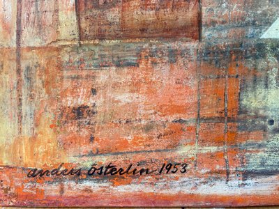 COBRA-Gemälde signiert Anders Osterlin ( 1925 - 2011) und datiert 1953.