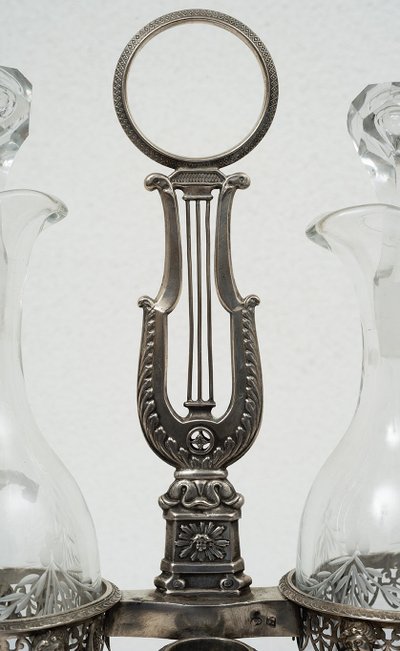 Empire silver oil cruet, France, early 19th century.