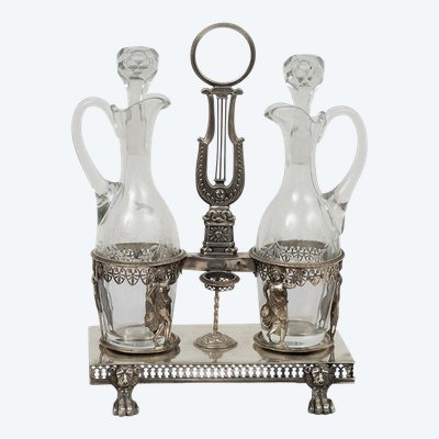 Empire silver oil cruet, France, early 19th century.