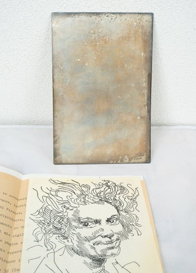 Incisione antica su lastra d'argento 925. XX secolo.